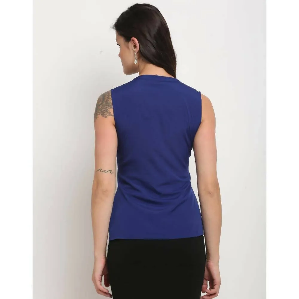 Aastha Fashion Women's Royal Blue Polyester Solid Casual Top