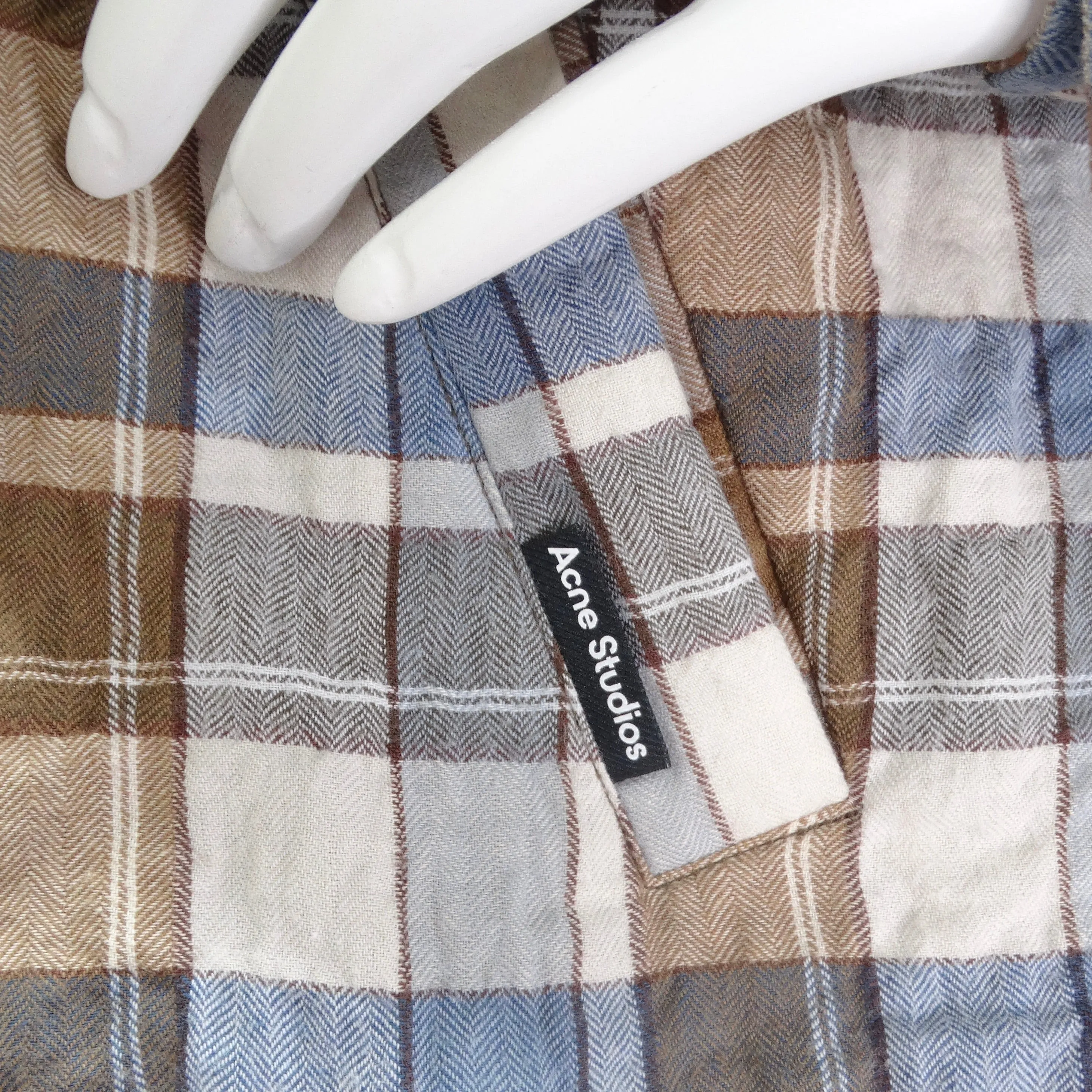 Acne Studios Blue & Brown Padded Flannel Face Jacket