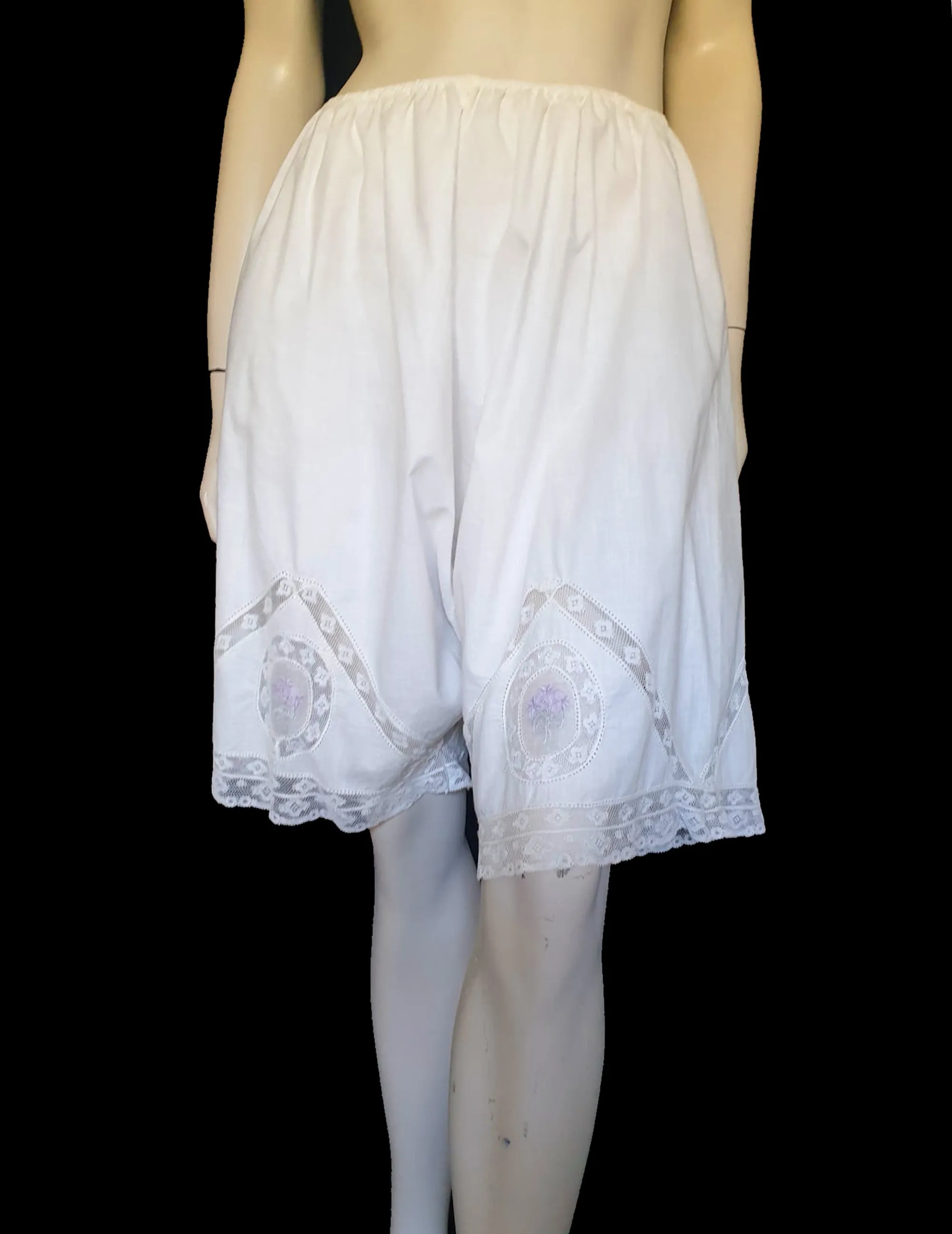 Antique Edwardian Bloomers With Lace & Embroidery - XL