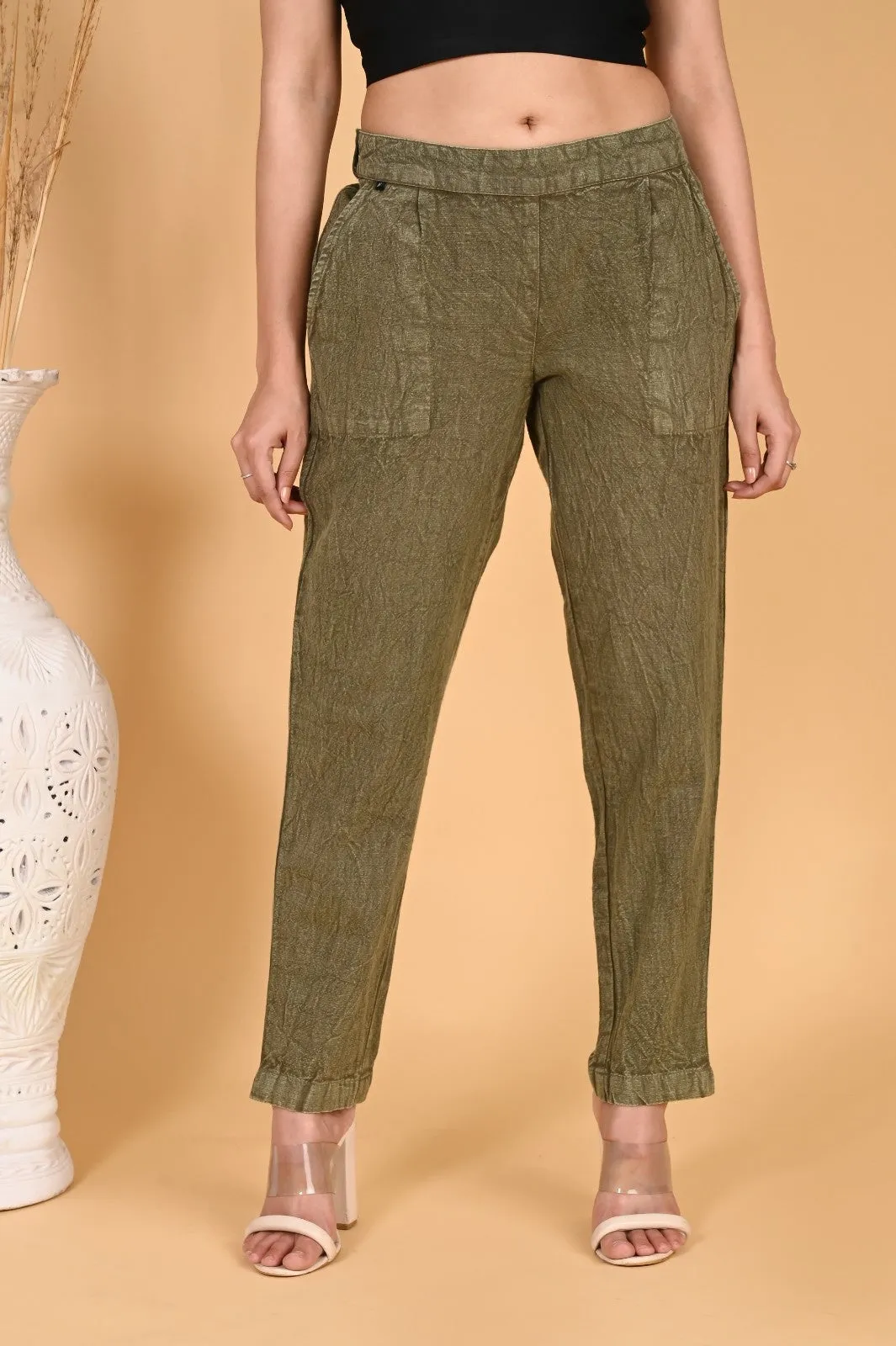 BEIGE DENIM COTTON PANTS