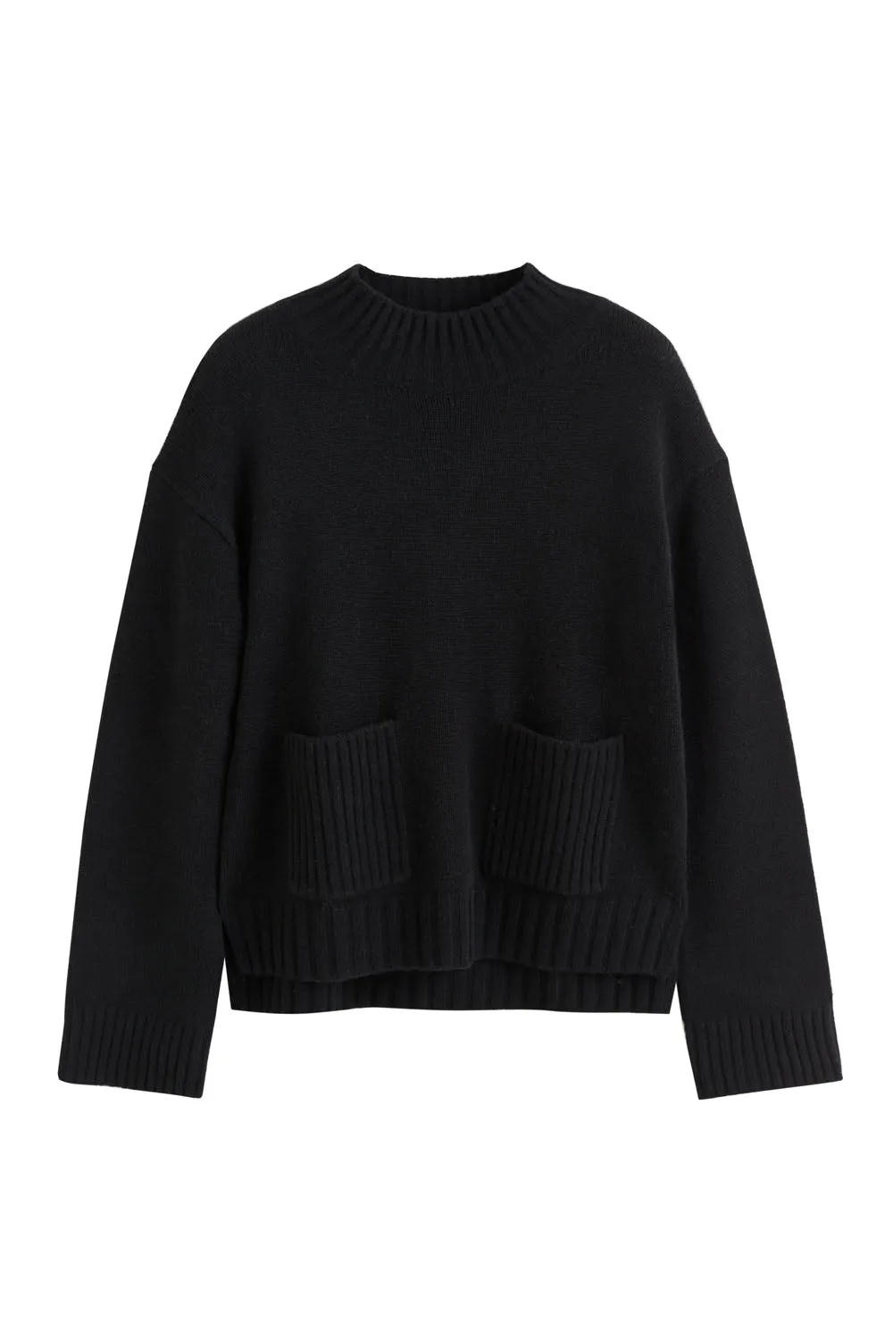 Black Cashmere Patch Pocket Sweater
