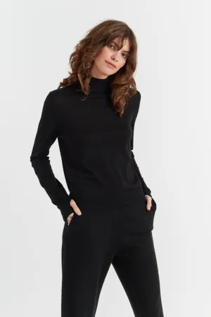 Black Pure Merino Rollneck Sweater