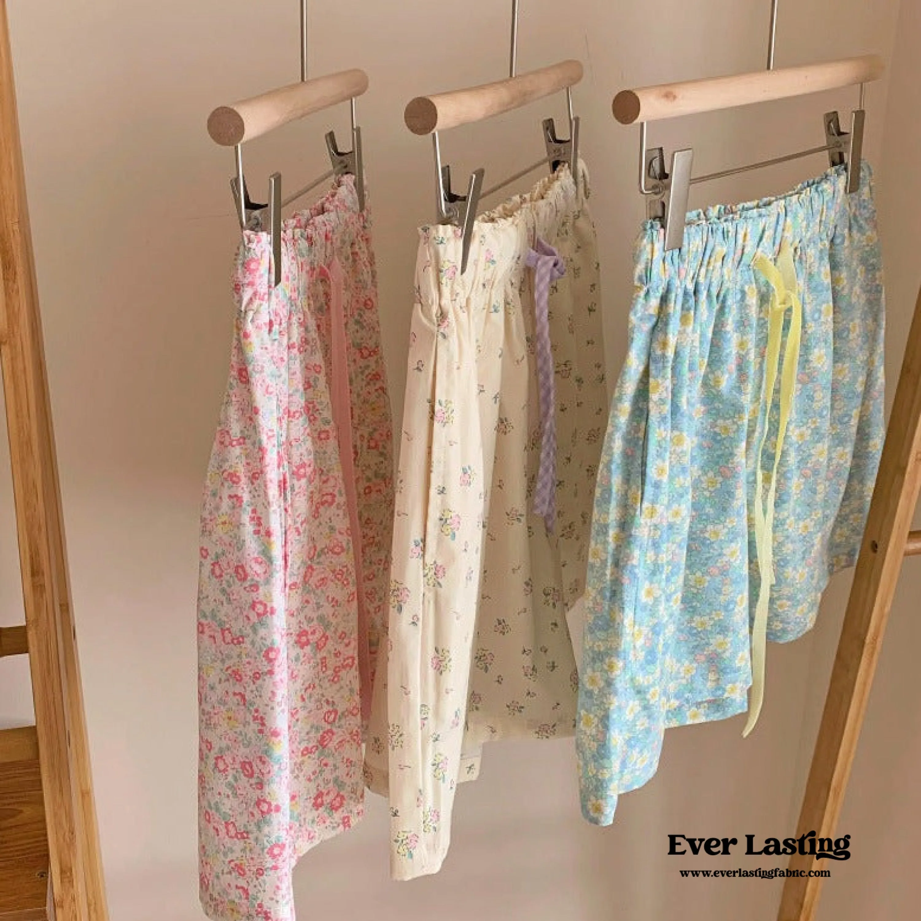 Blossom Floral Pants Lounge Bottoms / Cream