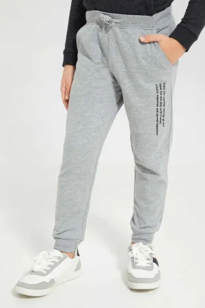 Boys Grey Printed Jogger