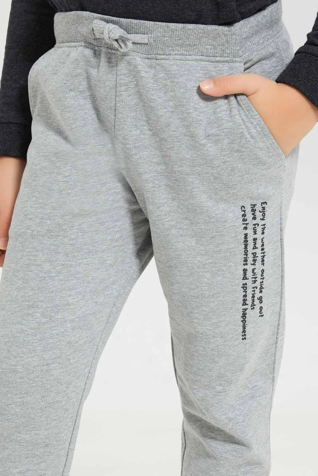 Boys Grey Printed Jogger