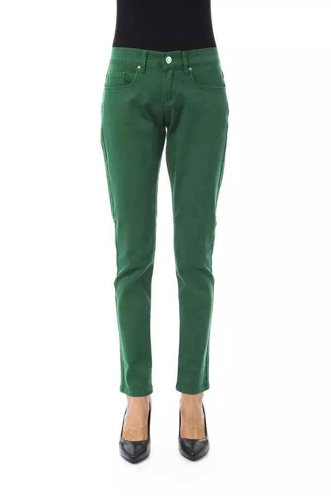 BYBLOS Green Cotton Women Slim Pant