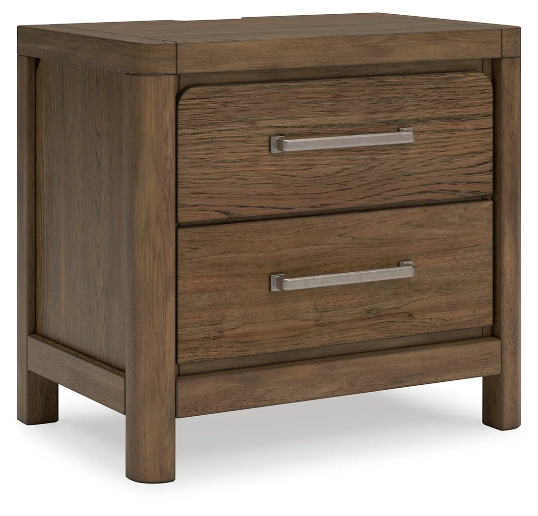 Cabalynn Queen Upholstered Bed with Mirrored Dresser, Chest and Nightstand in Light Brown