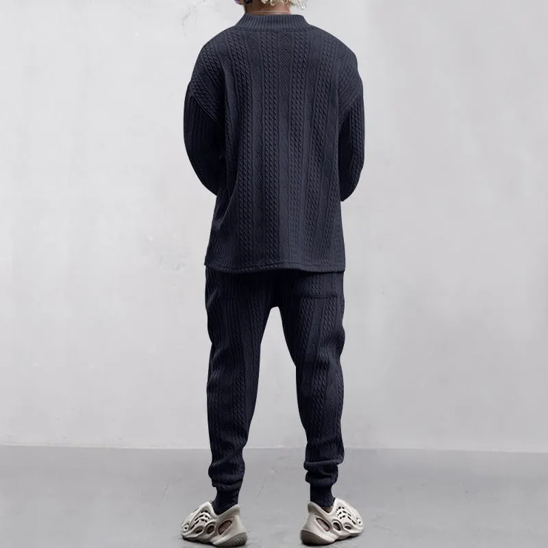 Casual Trousers V-neck Knitted Sweater Set