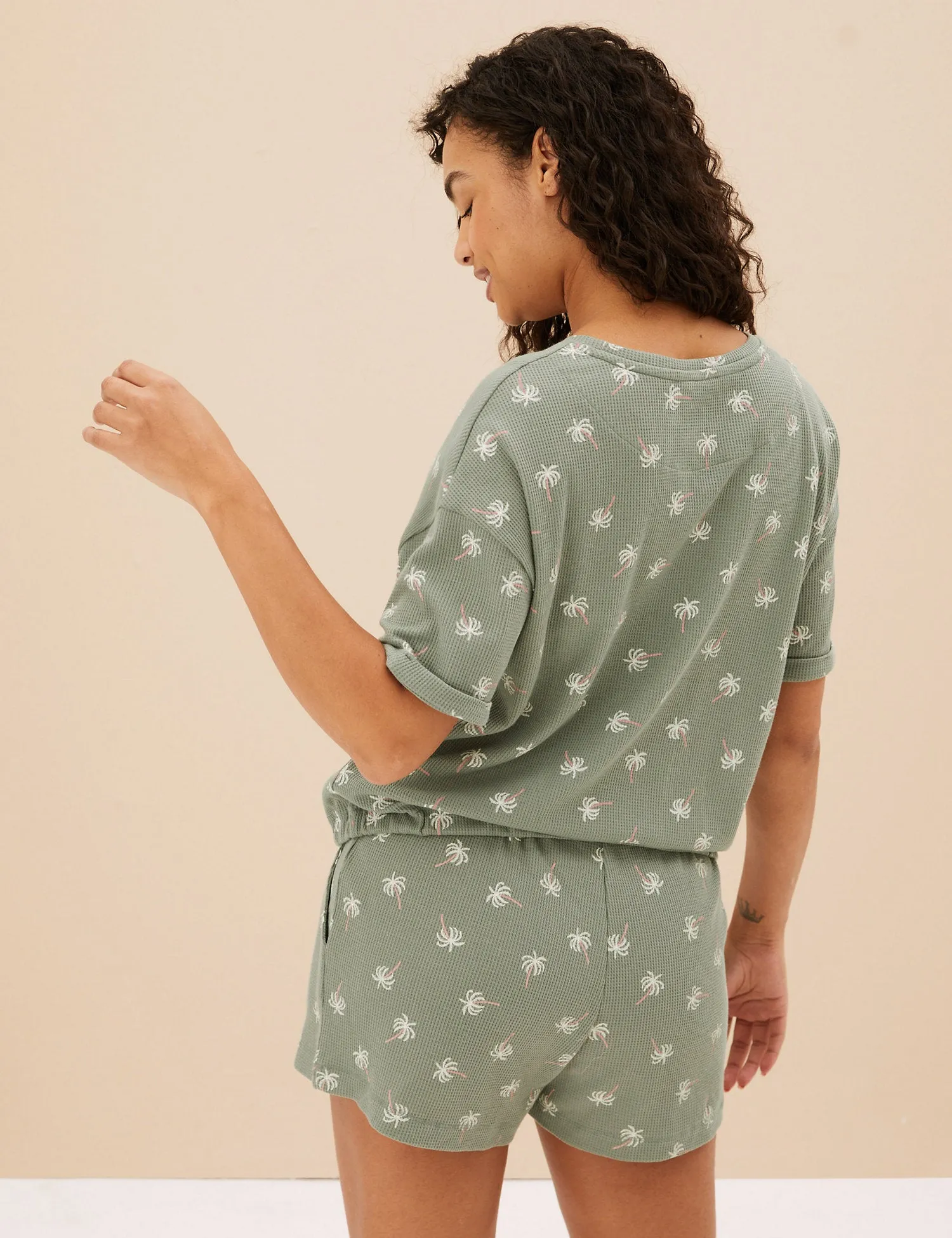 Cotton Blend Waffle Pyjama Shorts