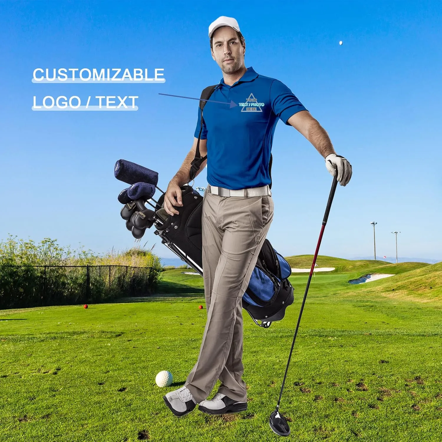 Custom T Shirt Polo for Men Design Your Own Personalized Customized Golf Tee Embroidered Text Photo Logo