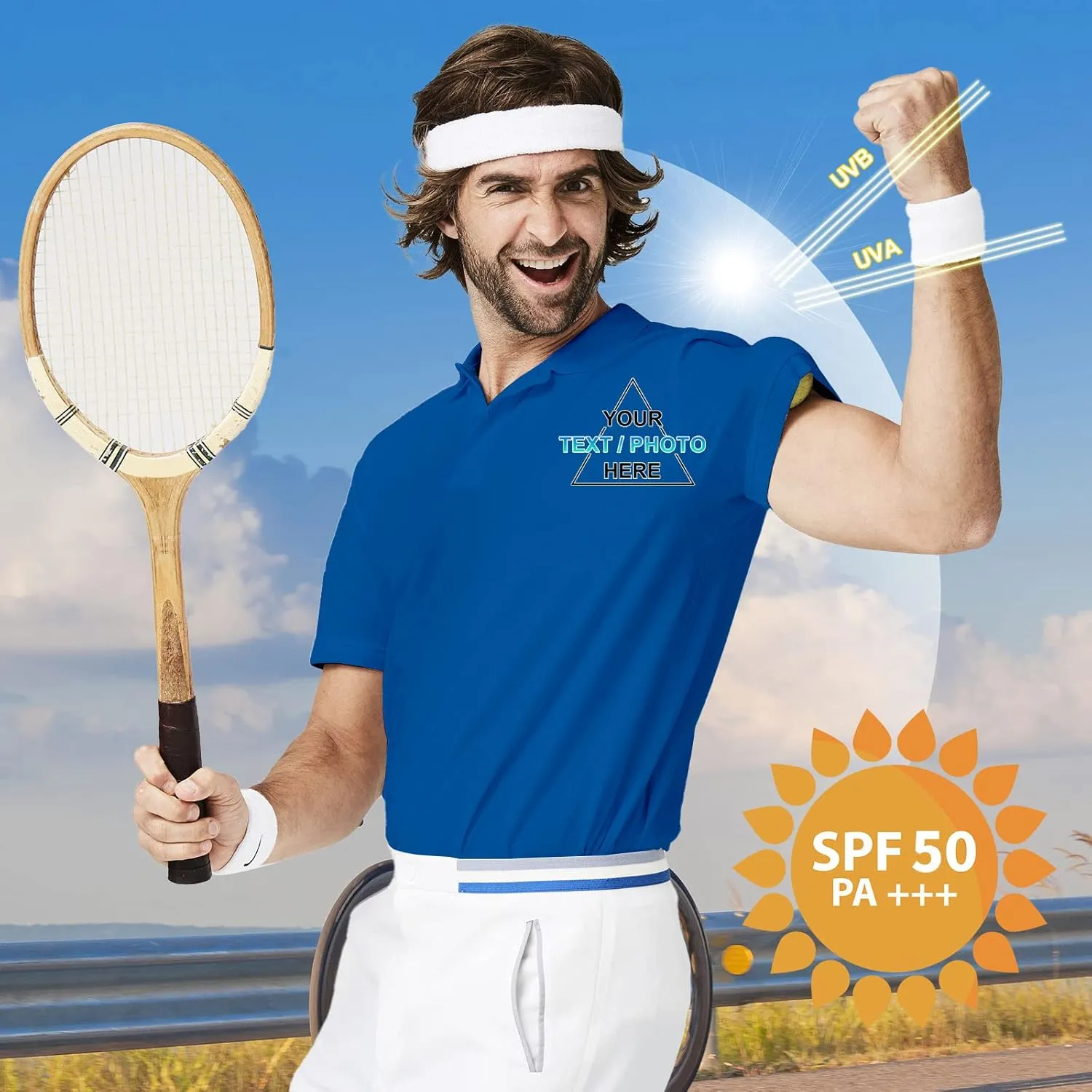 Custom T Shirt Polo for Men Design Your Own Personalized Customized Golf Tee Embroidered Text Photo Logo