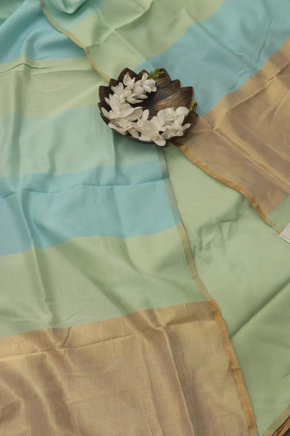 Green Maheshwari Cotton 4 Ply Three Piece Unstitched Suit Set