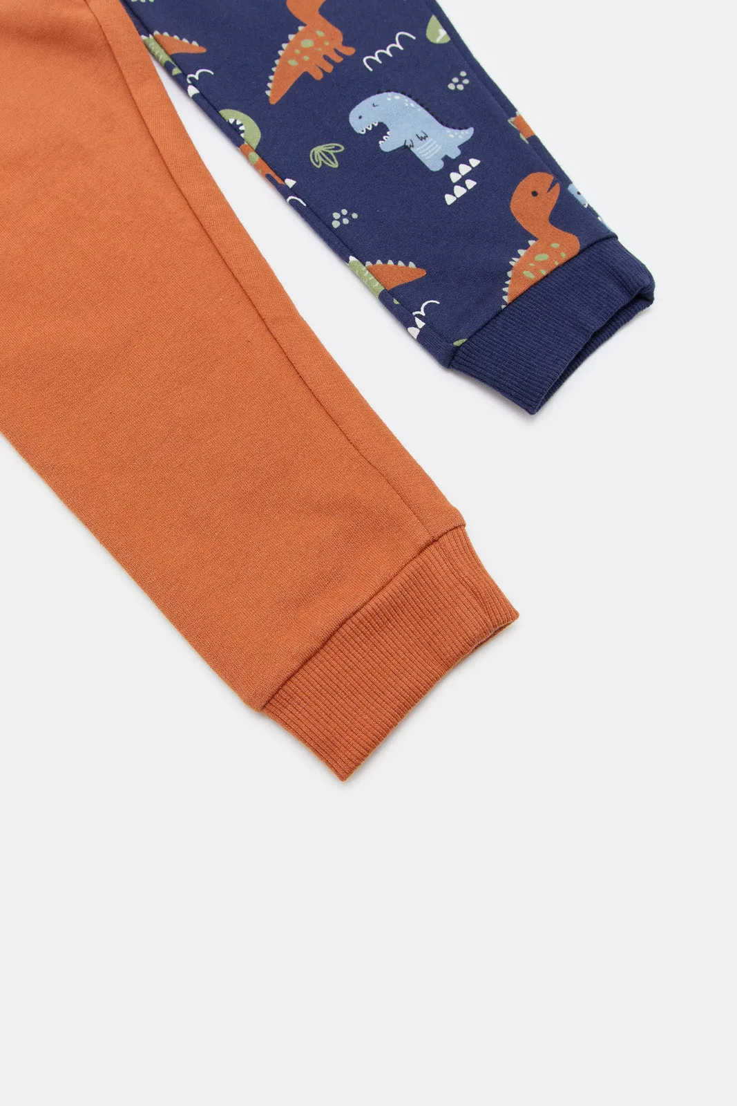 Infant Boys Navy And Rust Dino Jogger Set (2 Piece)