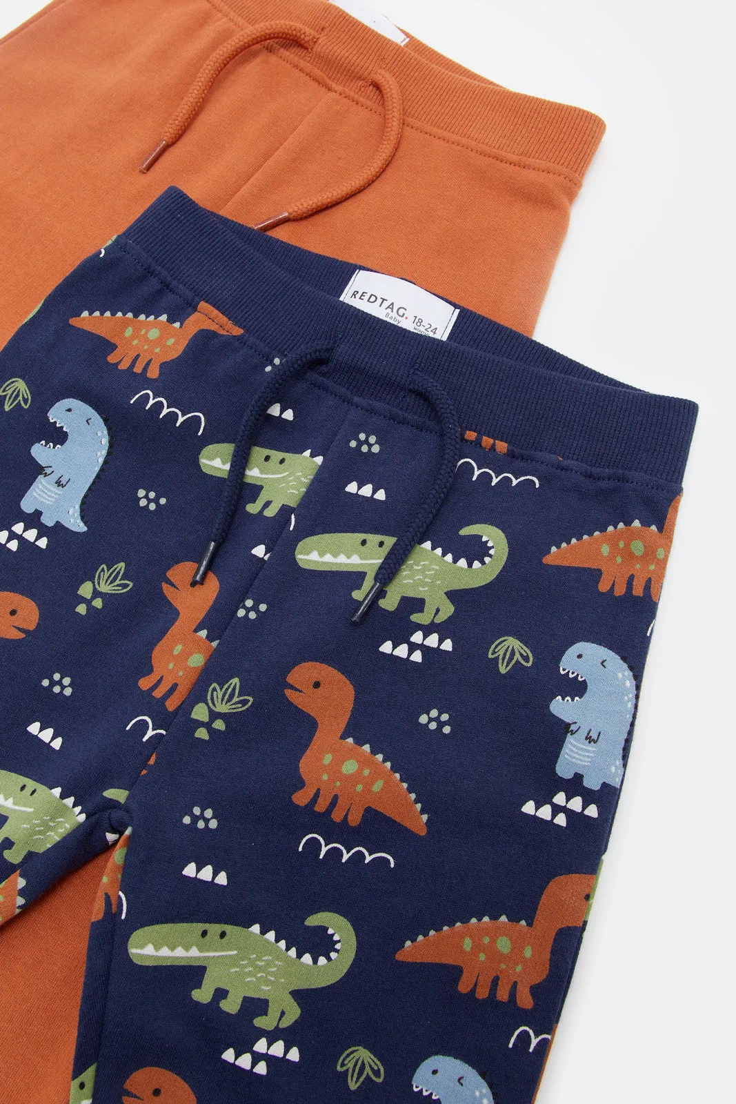 Infant Boys Navy And Rust Dino Jogger Set (2 Piece)