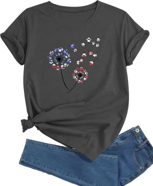 J&DHUASHA Women's Plus Size Floral T-Shirt Short Sleeve Crewneck Flower Graphic Tees Casual Summer Printed Tops