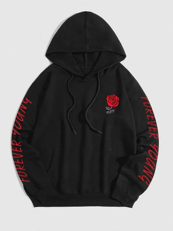 Letter Printed Hoodie with Jogger Pants