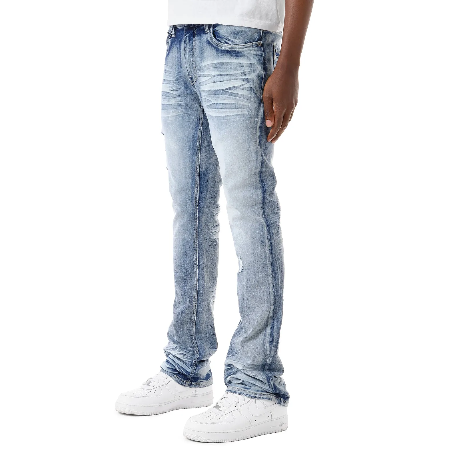 LIGHT SAND BLUE STACKED JEANS