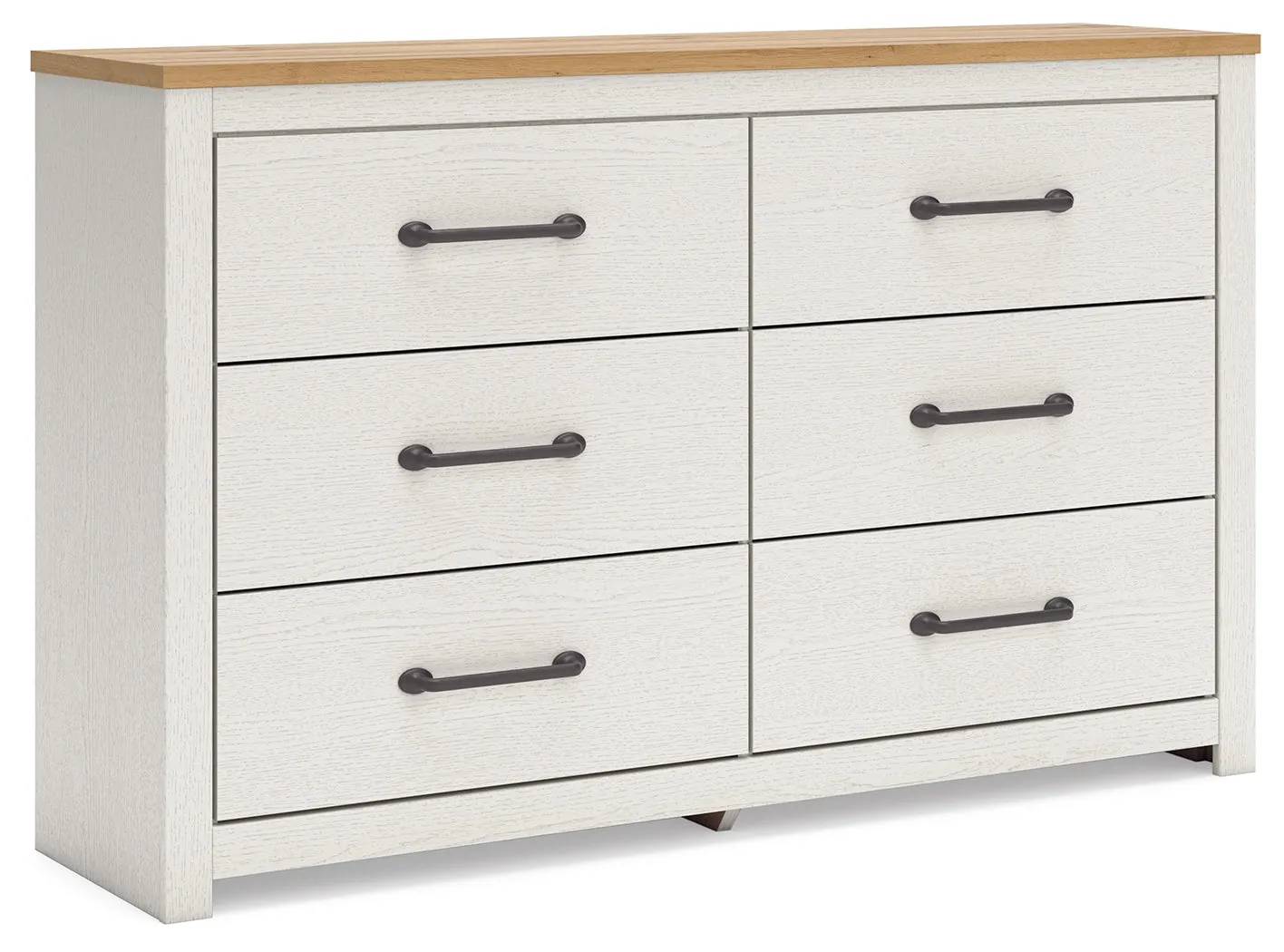 Linnocreek King Panel Bed with Dresser in White/Warm Brown