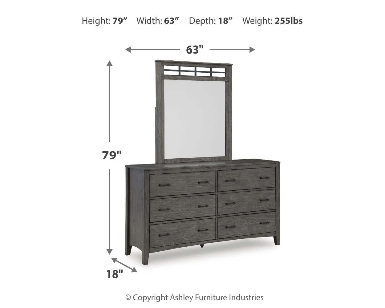 Montillan Queen Panel Bed with Mirrored Dresser and 2 Nightstands in Grayish Brown
