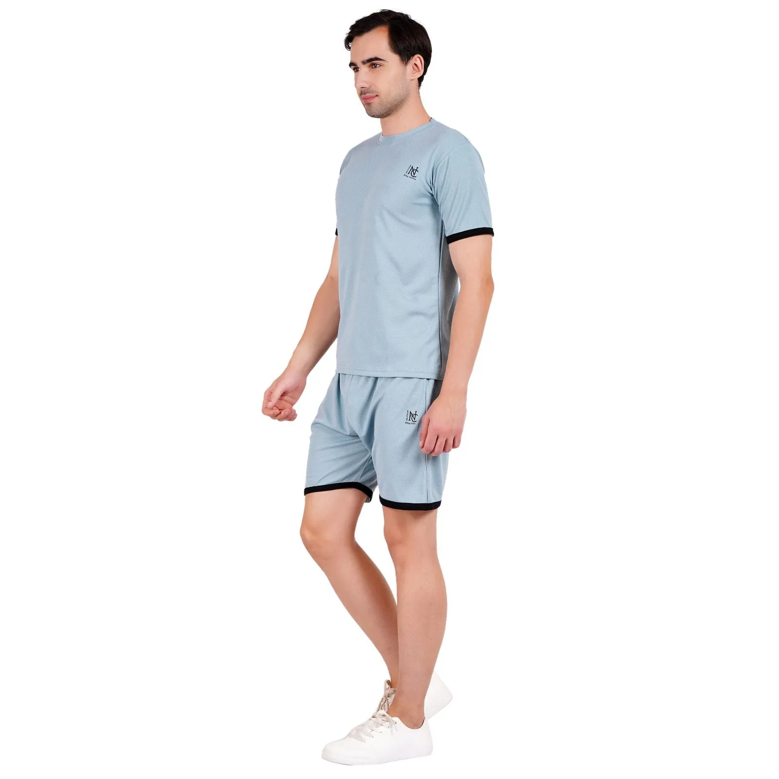 NAUTICON Men Round Neck t-Shirt and Shorts Co-Ord Set Sea Green