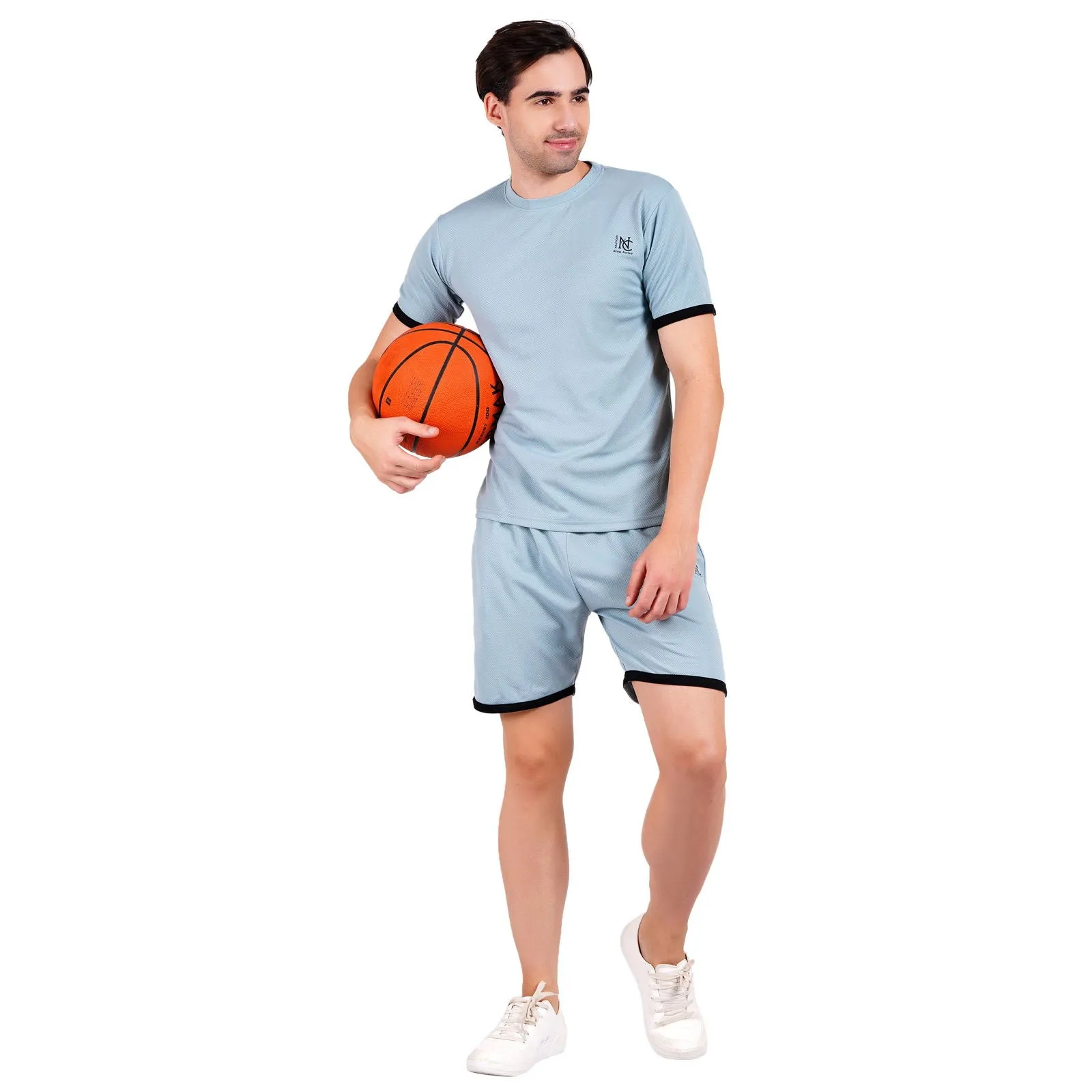 NAUTICON Men Round Neck t-Shirt and Shorts Co-Ord Set Sea Green