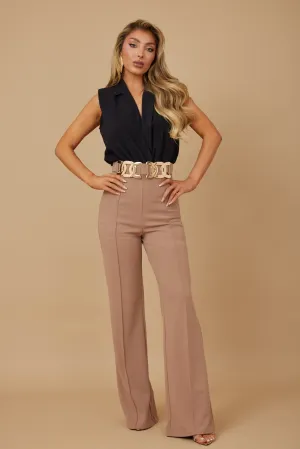 New Mocha High Waist Fashion Pants