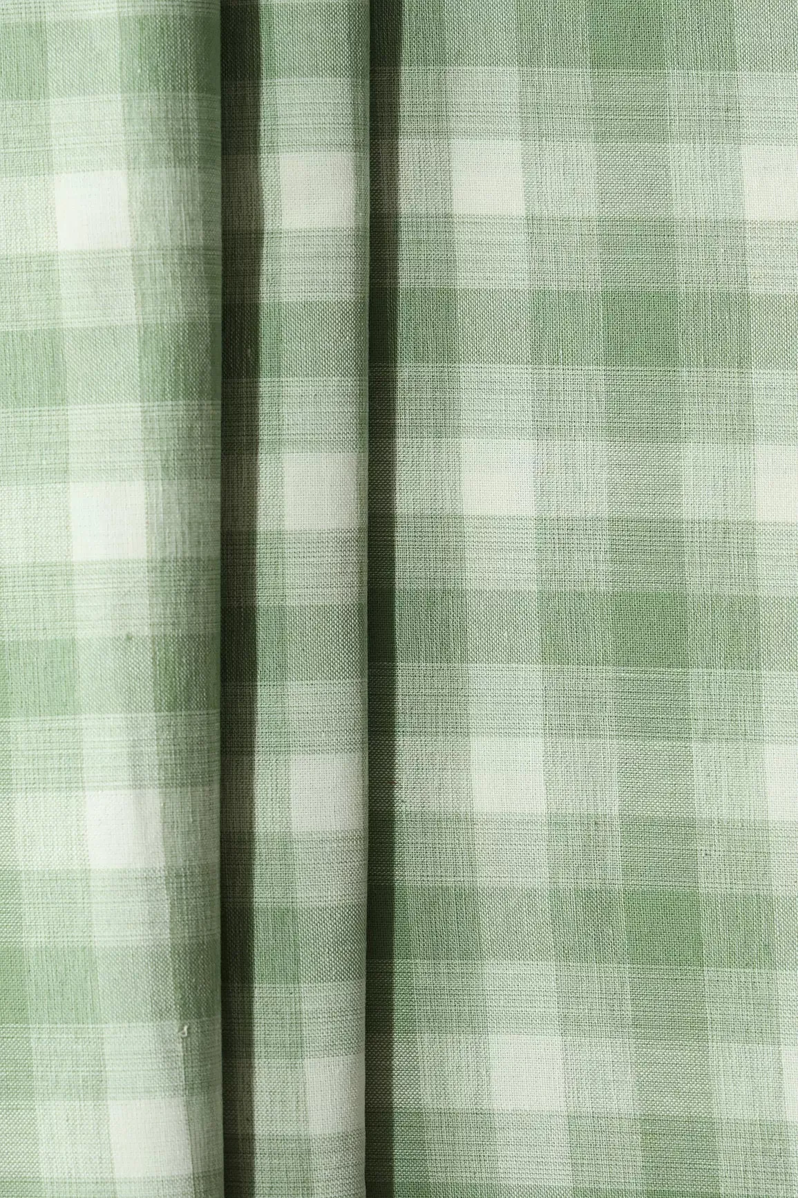 Olive And White Checks Pattern Handwoven Organic Cotton Fabric