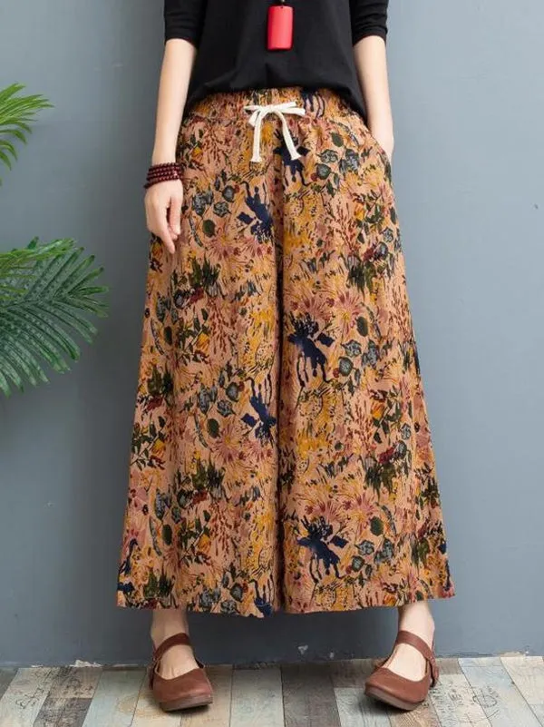 Original Creation Loose Wide Leg Printed Casual Pants Bottoms