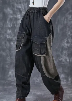 Patchwork Pockets Denim Pants Spring