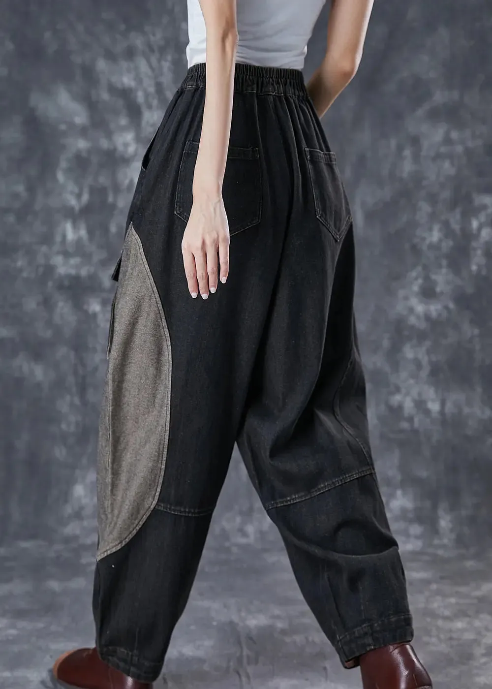 Patchwork Pockets Denim Pants Spring