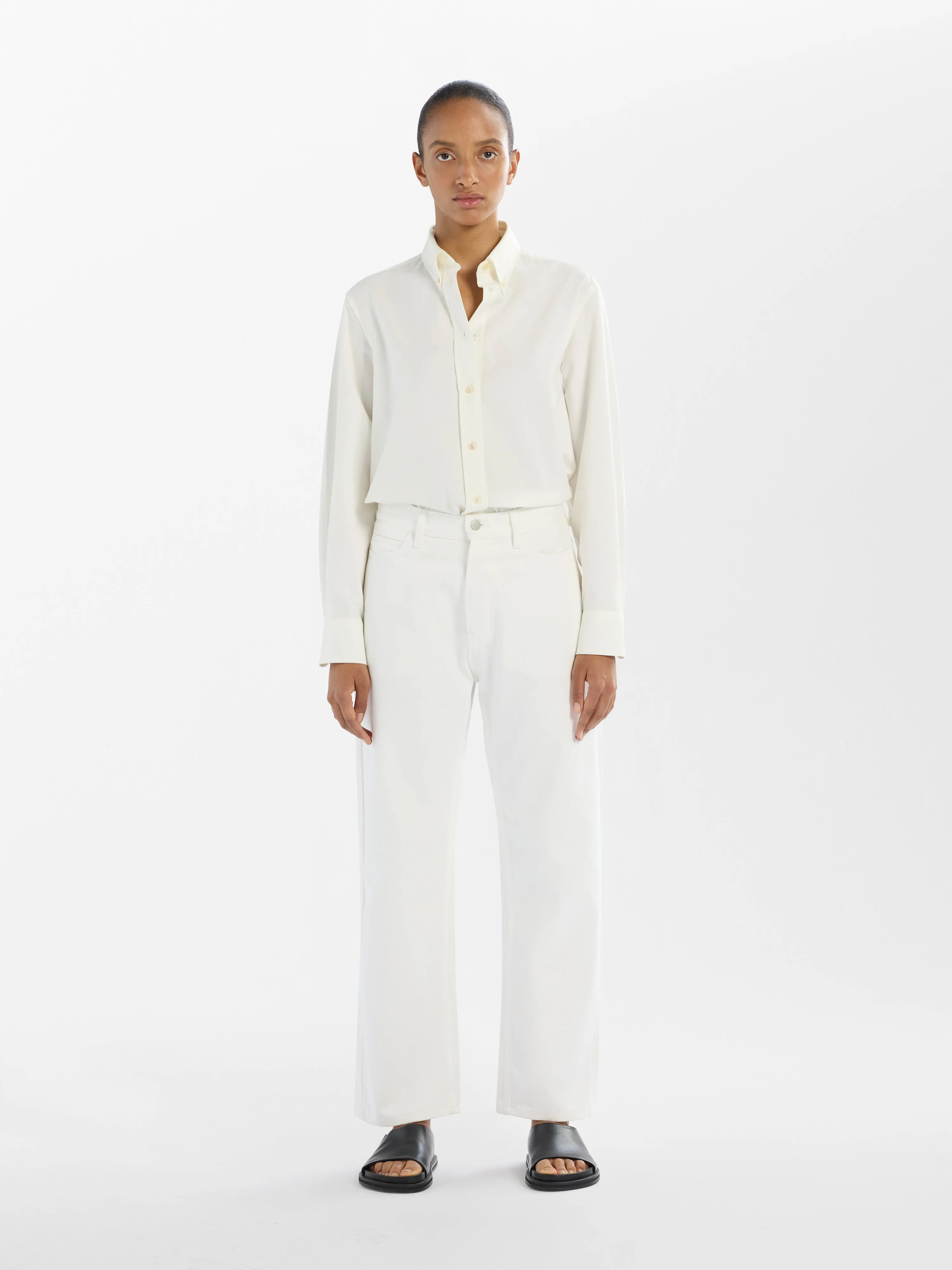 RUTHE DENIM PANT IN OPTIC WHITE