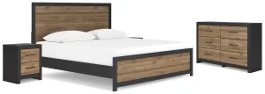 Vertani King Panel Bed with Dresser and 2 Nightstands in Black
