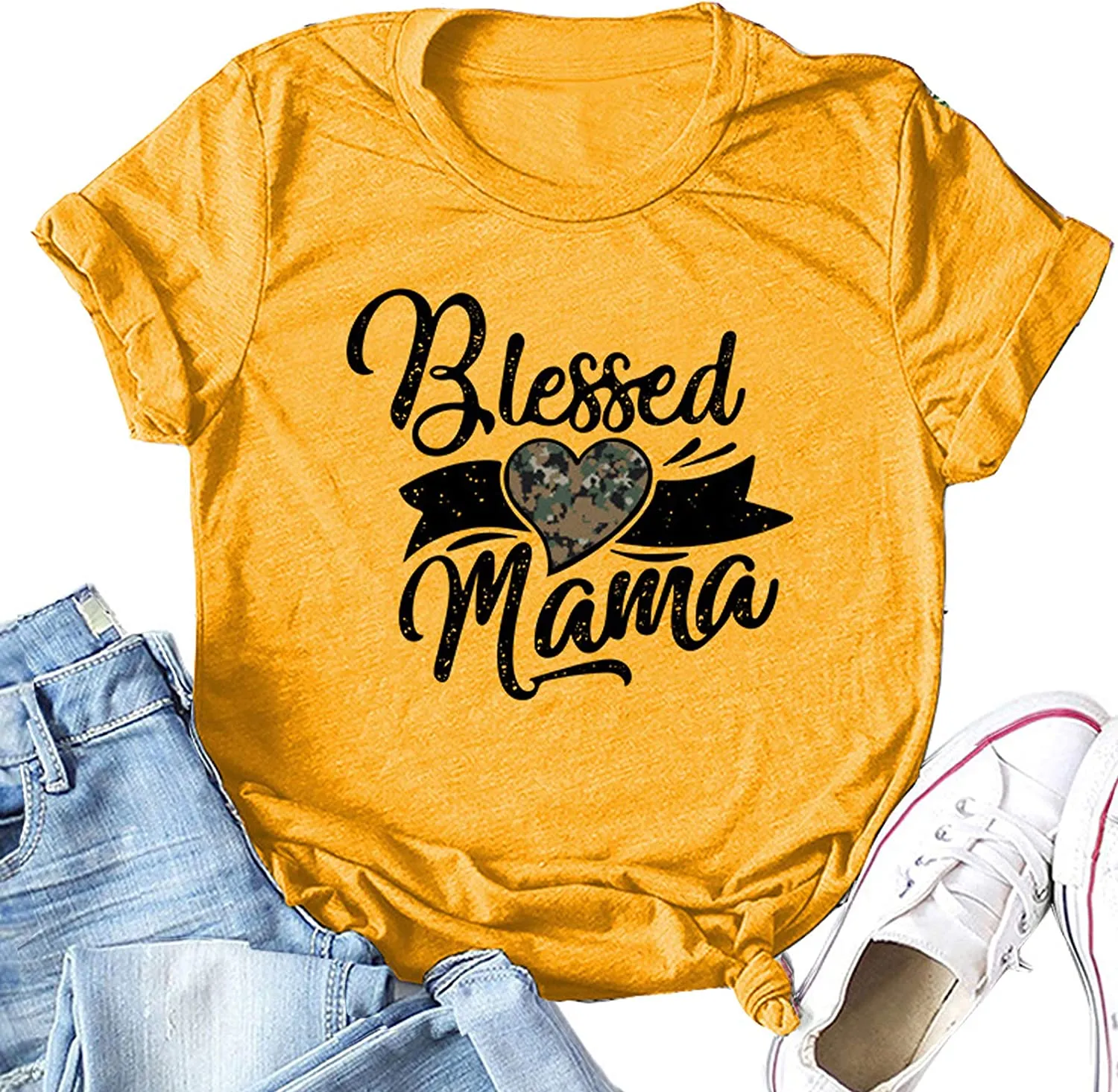 Women Blessed Mama T-Shirt Cute Mom Shirt