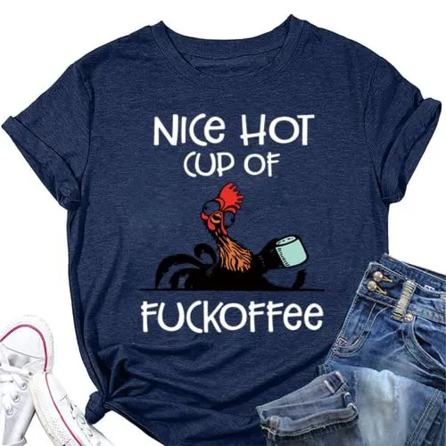 Women Chicken Coffee Funny Graphic T-Shirt