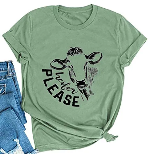 Women Heifer Please T-Shirt Cute Cow Shirt